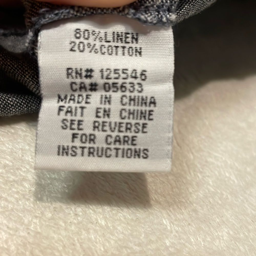 Habitat- Linen Cotton Gray & White Leaf Knee Length Shift Dress Pockets- Small - Picture 7 of 7
